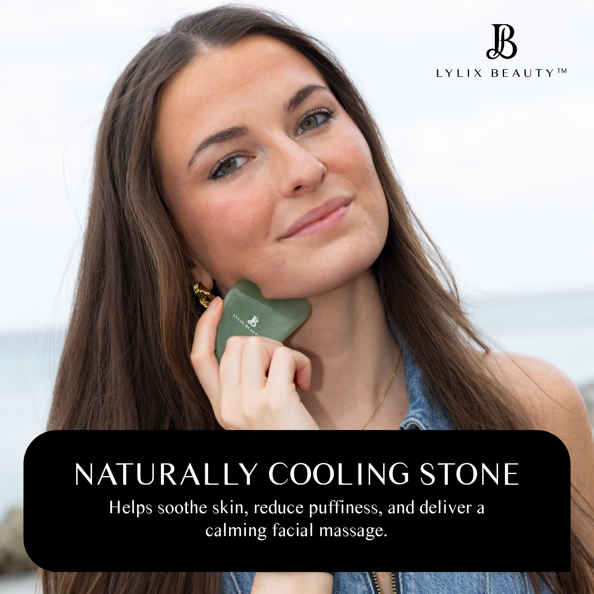 Model using Lylix Beauty Gua Sha